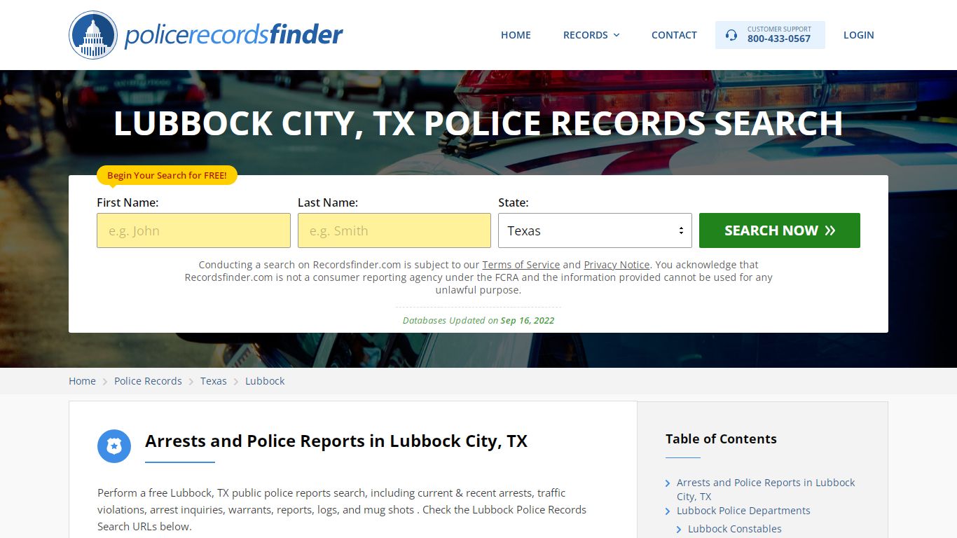 Lubbock, Lubbock County, TX Police Reports & Police Department Records