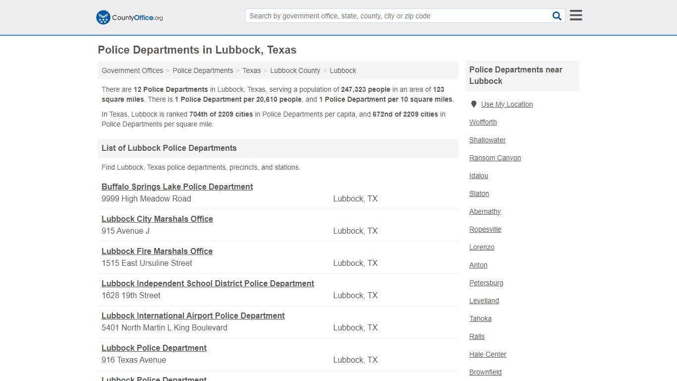 Police Departments - Lubbock, TX (Arrest Records & Police Logs)